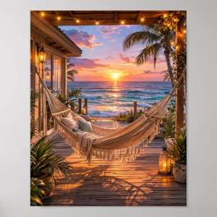 Strandhaus Hängematte Ozean Ästhetik Poster Die 2.