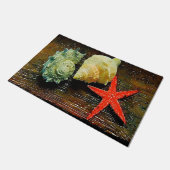 Strandhaus in rustikalem Aquarell Fußmatte (Schrägansicht)