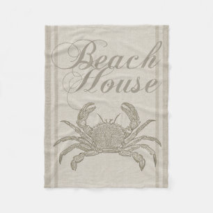 Strandhaus Krabbe Küste Küsten Vintage Fleecedecke