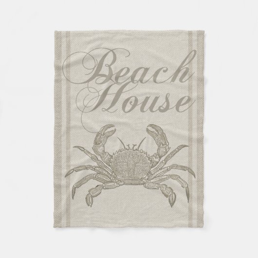 Strandhaus Krabbe Küste Küsten Vintage Fleecedecke (Vorderseite)
