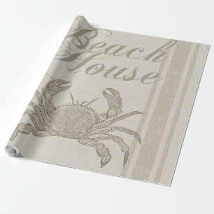 Strandhaus Krabbe Küste Küsten Vintage Geschenkpapier