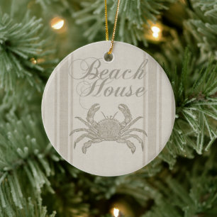 Strandhaus Krabbe Küste Küsten Vintage Keramik Ornament
