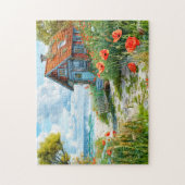 Strandhaus mit Dünen und Mohnblumen Puzzle (Vertikal)