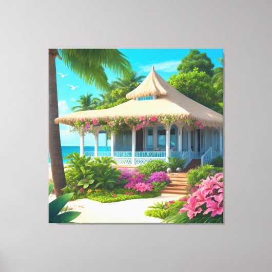 Strandhaus mit Meerblick Leinwanddruck (Vorderseite)