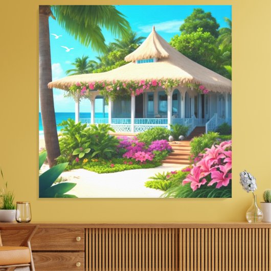 Strandhaus mit Meerblick Leinwanddruck (Insitu (Wohnzimmer))