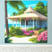 Strandhaus mit Meerblick Leinwanddruck (Insitu (Holzboden))