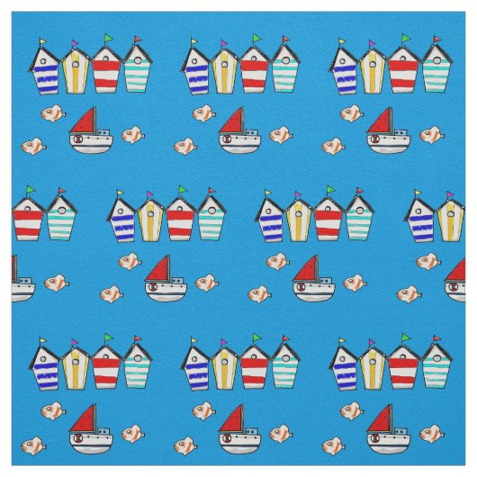 Strandhaus mit Meerwasser Stoff (Muster)