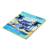 Strandhaus mit Palmen Fliese (Seite)