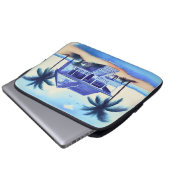 Strandhaus mit Palmen Laptopschutzhülle (Vorne Knopf)