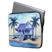 Strandhaus mit Palmen Laptopschutzhülle (Vorderseite Links)