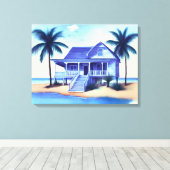 Strandhaus mit Palmen Leinwanddruck (Insitu (Holzboden))