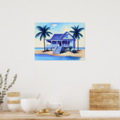 Strandhaus mit Palmen Poster (Küche)