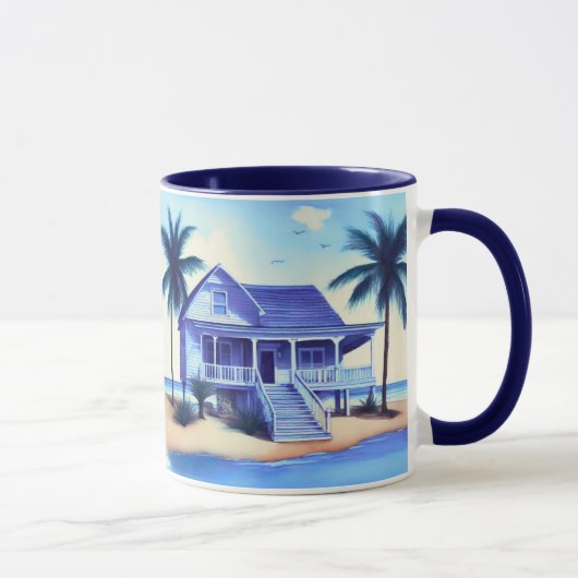 Strandhaus mit Palmen Tasse (Rechts)