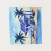 Strandhaus mit Palmen Wandteppich (Vorderseite)