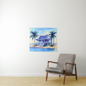 Strandhaus mit Palmen Wandteppich (Beispiel (Horizontal))