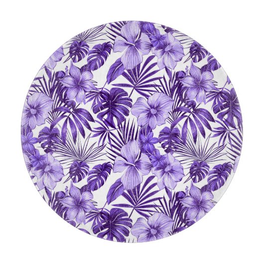 Strandhaus mit tropischem Blumenmuster Schneidebrett (Vorderseite)