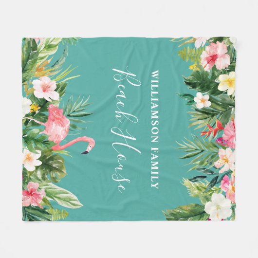 Strandhaus mit tropischen Flora Fleecedecke (Vorderseite (Horizontal))