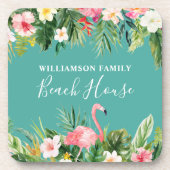 Strandhaus mit tropischen Flora Getränkeuntersetzer (Vorderseite)