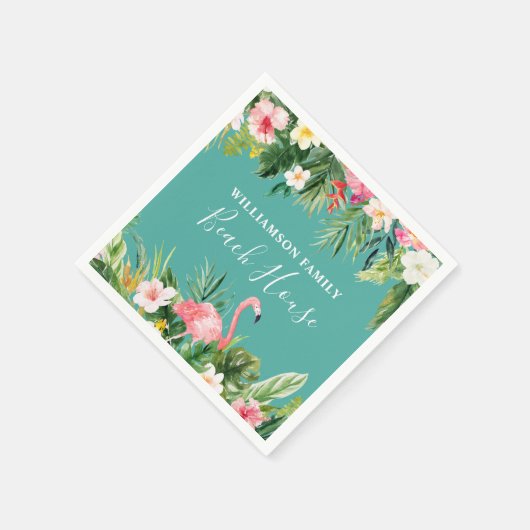 Strandhaus mit tropischen Flora Serviette (Ecke)