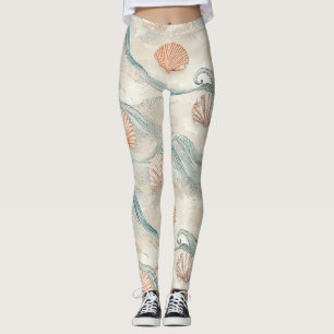 Strandhaus-Muschel-Muster Leggings