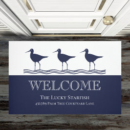 Strandhaus Nautic Navy Blue White Sandpiper Fußmatte