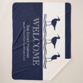 Strandhaus Nautic Navy Blue White Sandpiper Sherpadecke (Vorderseite)