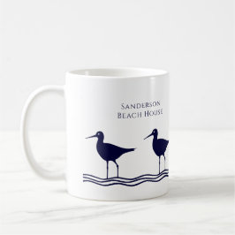 Strandhaus Nautic White Navy Blue Sandpipers Kaffeetasse