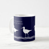 Strandhaus Nautic White Navy Blue Sandpipers Kaffeetasse (Vorderseite Links)