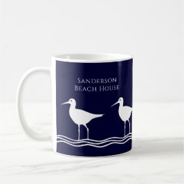 Strandhaus Nautic White Navy Blue Sandpipers Kaffeetasse