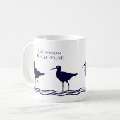 Strandhaus Nautic White Navy Blue Sandpipers Kaffeetasse (Vorderseite Links)