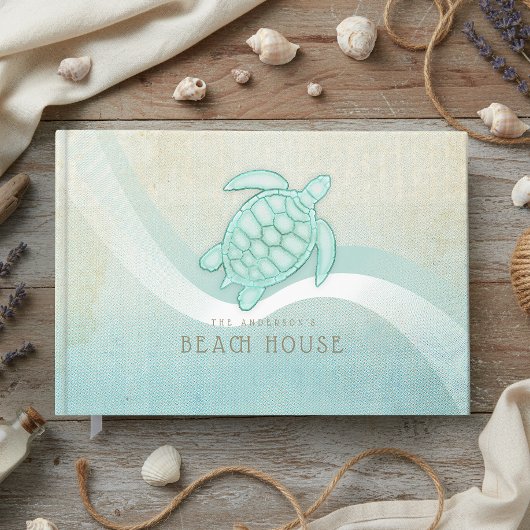 Strandhaus Nautical Turtle Aqua Blau ID623 Gästebuch