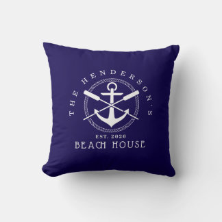 Strandhaus Nautischer Anker Blau Deko Urlaub Kissen