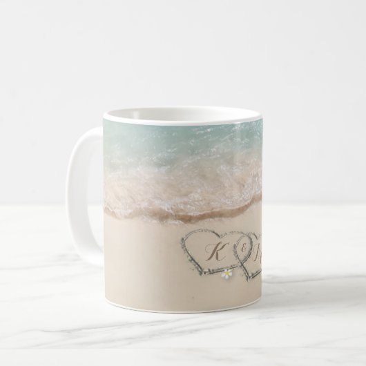 Strandhaus-Paar-Initialen Kaffeetasse (Vorderseite Links)
