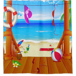 Strandhaus-Paradiesinsel oceanview Ferien Duschvorhang