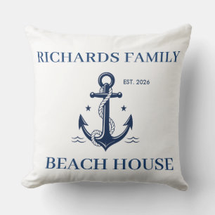 Strandhaus personalisierter Familienname Kissen