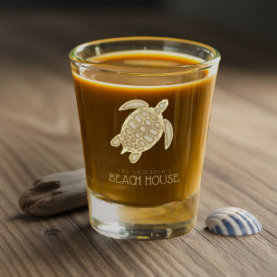 Strandhaus-Schildkröte Gold ID623 Schnapsglas