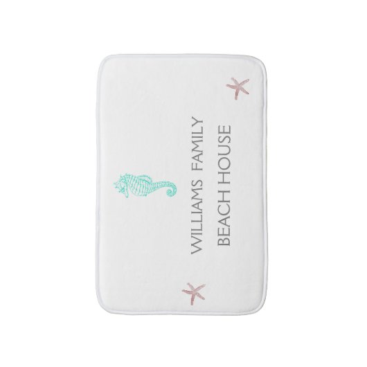 STRANDHAUS SEEPFERD UND STARFISH / MONOGRAM BADEMATTE (Vorderseite Vertikal)