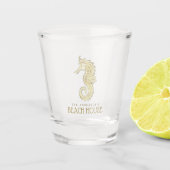 Strandhaus-Seepferdchen Gold ID623 Schnapsglas (Vorderseite)