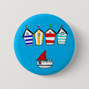 Strandhaus und Meerboot Button