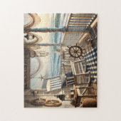 Strandhaus-Veranda mit nautischem Ozeanblick Puzzle (Vertikal)