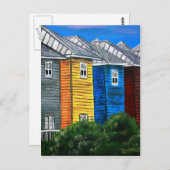 Strandhäuser zeichnend Kunstgeschenke Postkarte (Vorne/Hinten)