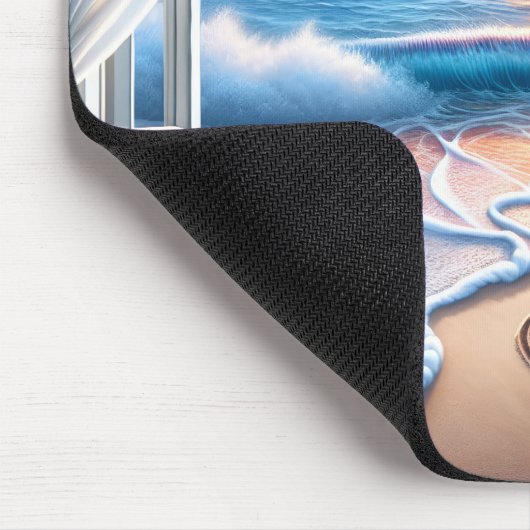 Strandherz im offenen Fenster Mousepad (Ecke)