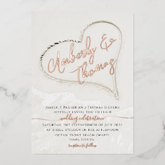 Strandherz in der Sandhochzeit Folieneinladung