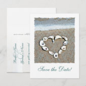 Strandherz von Seashells Save the Date Postkarten (Vorne/Hinten)