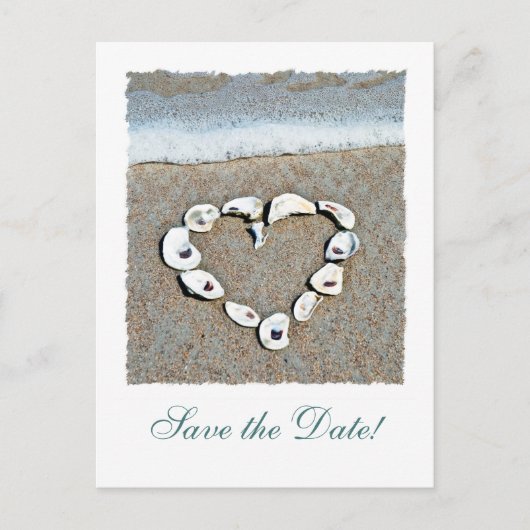 Strandherz von Seashells Save the Date Postkarten (Vorderseite)