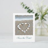 Strandherz von Seashells Save the Date Postkarten (Stehend Vorderseite)