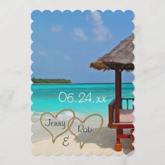 Strandherzen Hochzeitsbräuner Einladung