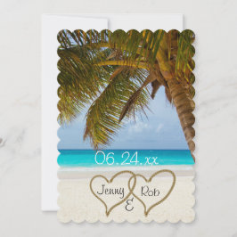 Strandherzen Hochzeitsbräuner Einladung