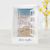 Strandherzen im Fenster zum Jubiläum Karte (Gelbe Blume)