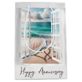 Strandherzen im Fenster zum Jubiläum Mittlere Geschenktüte (Vorderseite)